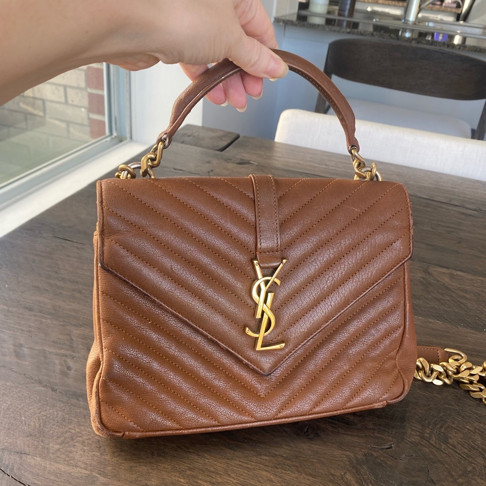 Yves Saint Laurent Tan Quilted Shoulder Bag